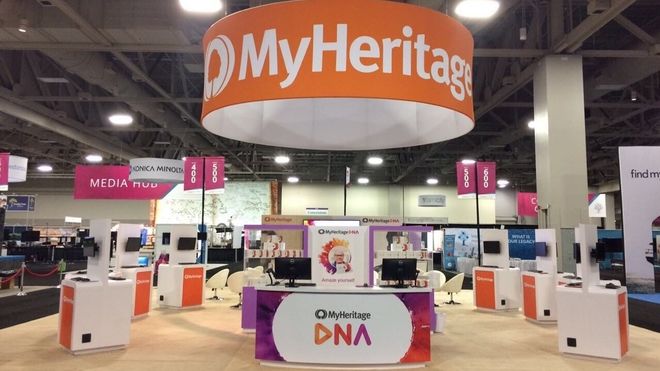 Standen til MyHeritage under RootsTech-konferansen i 2017.
