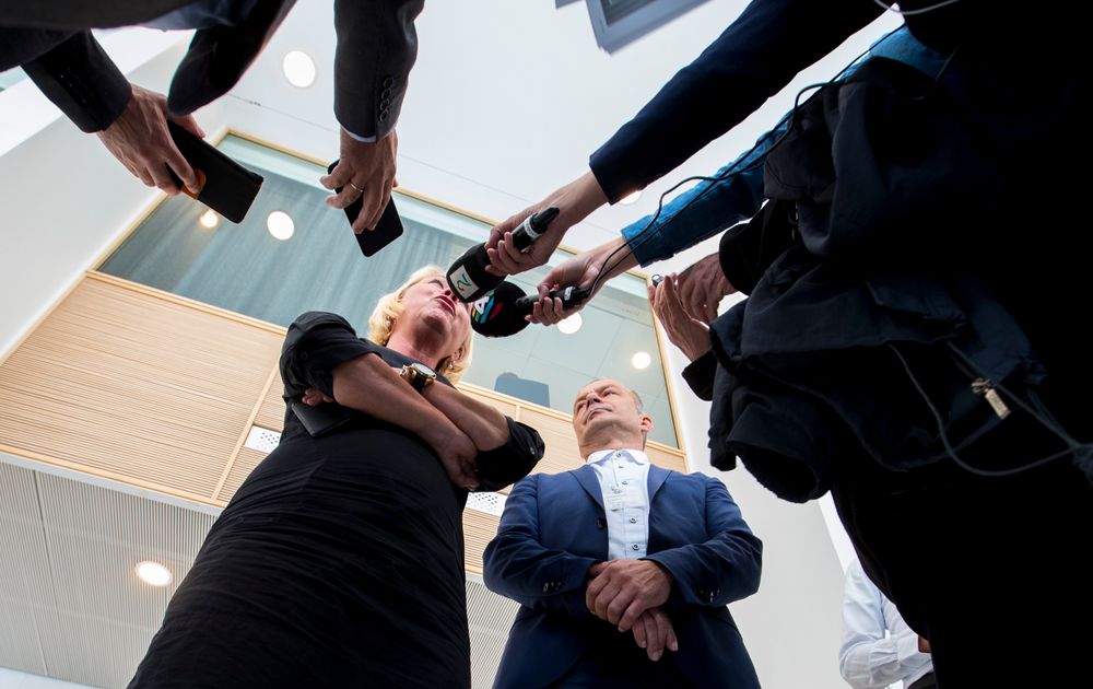 Kommunal- og moderniseringsminister Monica Mæland på et pressemøte tidligere.