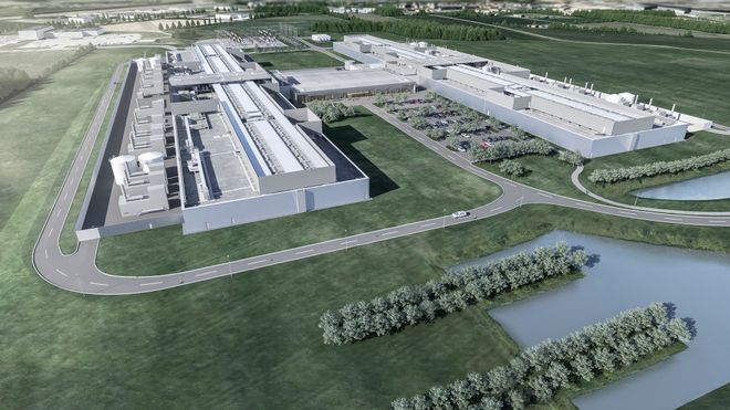 Facebook er blant de amerikanske IT-gigantene som legger datasentre i Danmark. Bildet er en skisse av datasenteret som bygges ved Odense. Dette er ikke like stort som det som nå planlegges ved Esbjerg.