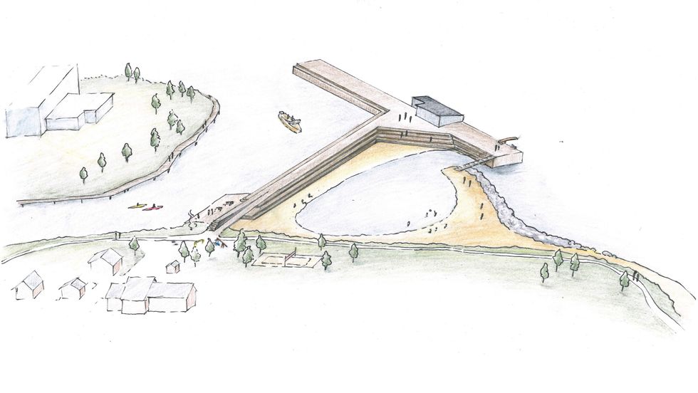 LÆRDAL FJORDFRONT: Slik kan strandsona i Lærdal bli sjåande ut om nokre år, om planane til båteigarlaget let seg realisera.