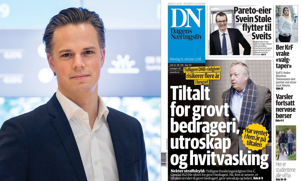 Informasjonsdirektør Even Westerveld i DNB reagerer på dette DN-oppslaget