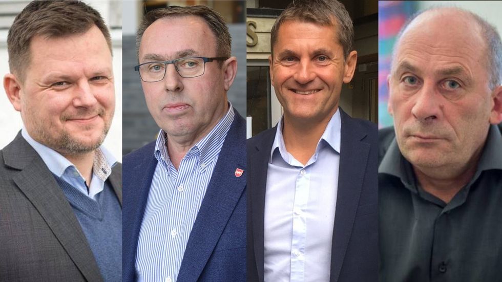 LØNNSFORSKJELL: Skattelista viser store lønnsforskjellar. På bildet: Jonn Håkon Odd, Arild Ingar Lægreid, Arne Johansen og Jarle Aarvoll