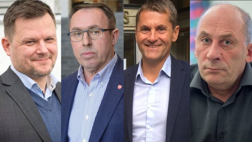 LØNNSFORSKJELL: Skattelista viser store lønnsforskjellar. På bildet: Jonn Håkon Odd, Arild Ingar Lægreid, Arne Johansen og Jarle Aarvoll