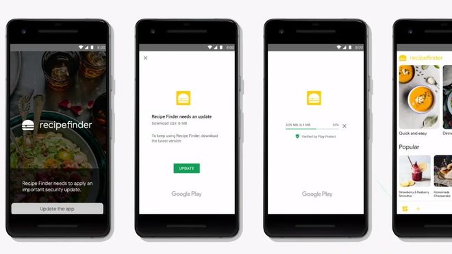 Med Immediate in-app update kan ikke appene brukes før den nyeste oppdateringen har blitt installert.