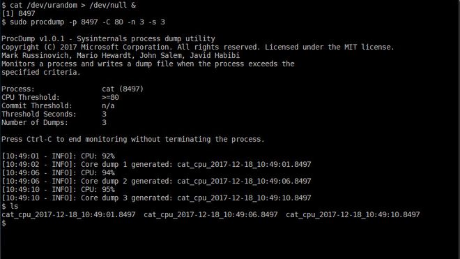 Microsoft har kommet med en Linux-versjon av Sysinternals-verktøyet Procdump.