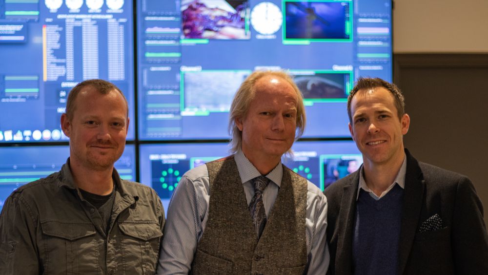 Regionsjef Philippe Genar, styreleder Simen Frostad og kommunikasjonssjef Tim Langridge i Oslo-selskapet Bridge Technologies.