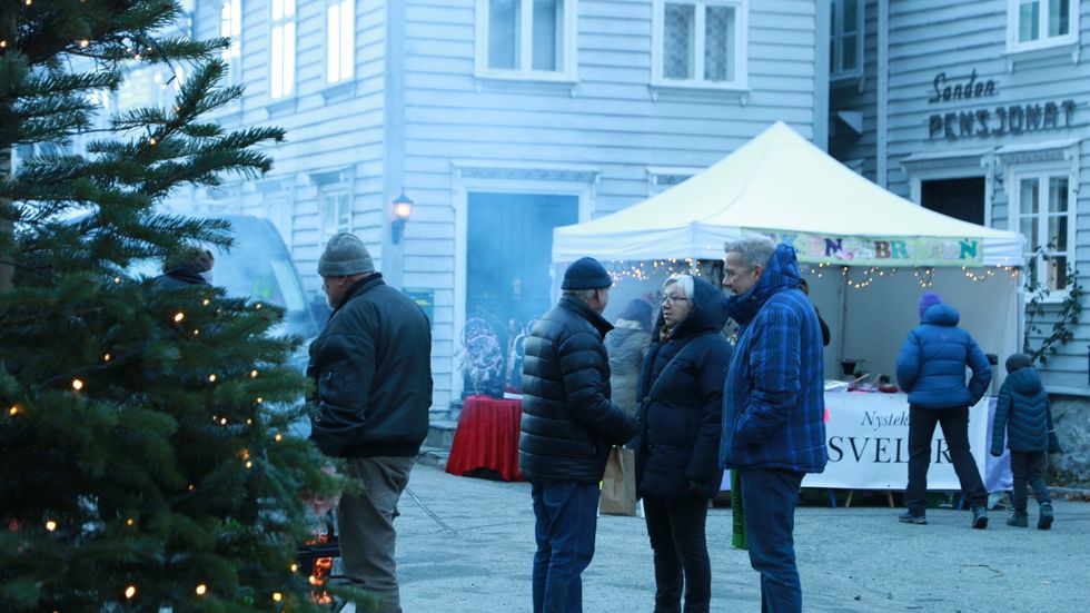 KALDT: Trass fem kuldegrader møtte mange opp på julemarknaden på Gamle Lærdalsøyri.