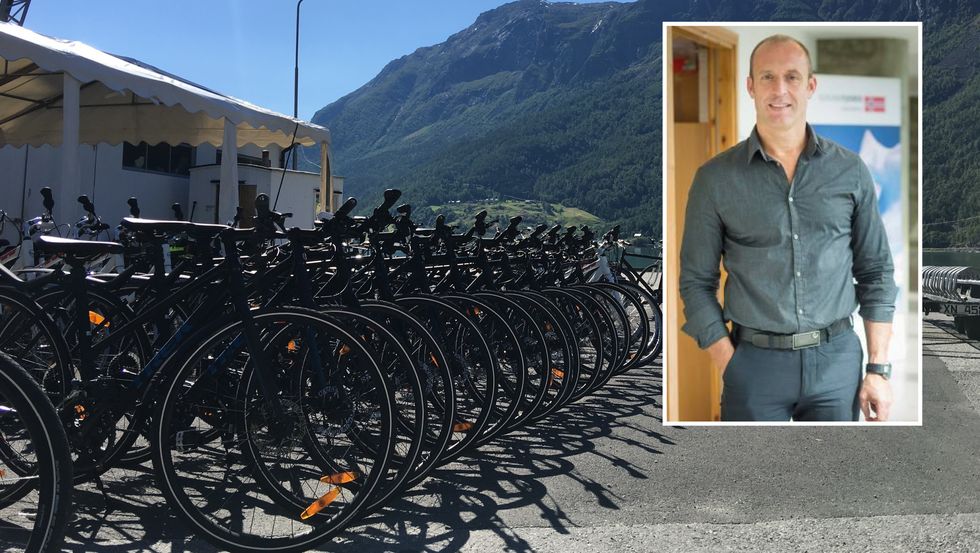 SATSAR PÅ SYKKEL: Visit Sognefjord driv forprosjektet for sykkelsatsinga Bike & Hike, som skal kombinera kvardagslege sykkelturar med lokale opplevingar. Dette biletet er frå sykkelparken i Skjolden ved Skjolden Brygge.