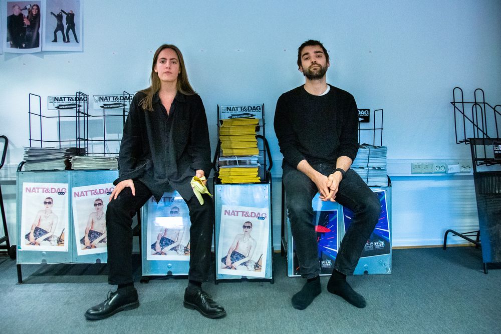Redaktør i Natt & Dag, Ida Wammer, her saman med redaksjonssjef Marco Reinertsen.