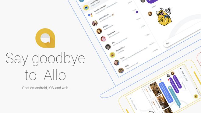 Google skal legge ned Allo-tjenesten. Bildet er fra Allo-siden til Google. Teksten er en smule manipulert av digi.no.