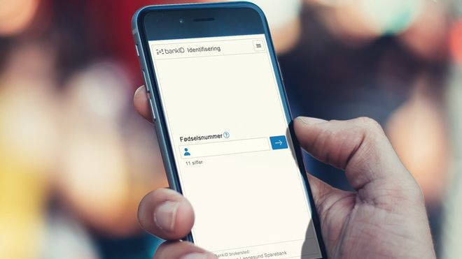 BankID-innlogging på en smartmobil.