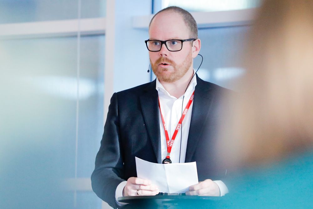 Administerende og ansvarlig redaktør i VG, Gard Steiro under gjennomgangen av medieåret 2018.
Foto: Fredrik Hagen / NTB Scanpix