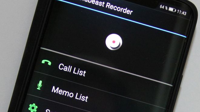 Boldbeast Recorder på en Android-mobil.