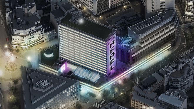 Fugleperspektiv av bygget som skal romme Rebel.
