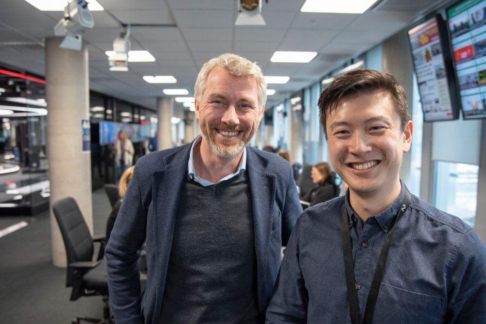 TV 2-sjef Olav T. Sandnes og TV2.no-sjef Derek André Bjølgerud.