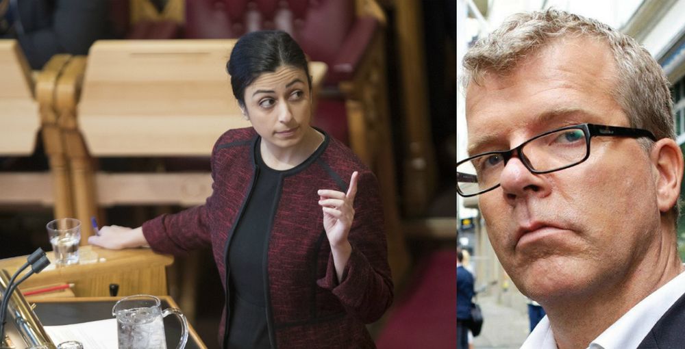 Arbeiderpartiets Hadia Tajik under debatt om regjeringsplattforma i Stortinget. Til høgre er journalist Jon Hustad.