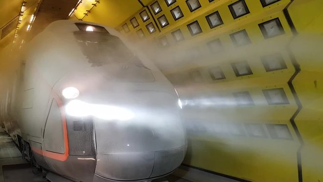 Her testes det nye flytoget i full snøstorm - innendørs