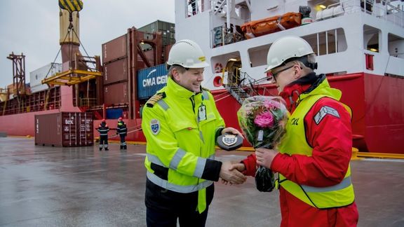 Første anløp ved ny containerterminal