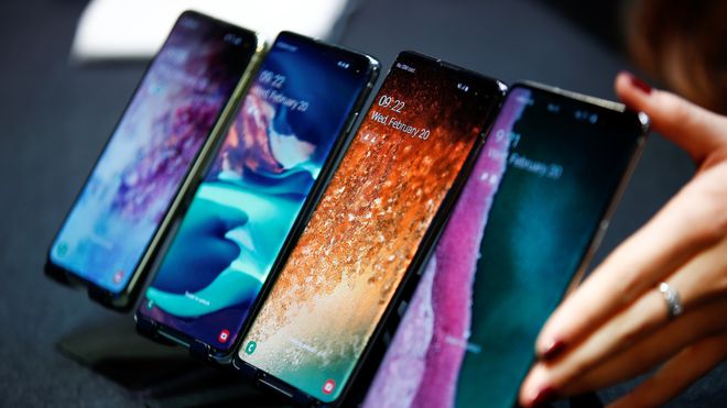 Samsung Galaxy S10e, S10, S10+ og Samsung Galaxy S10 5G.