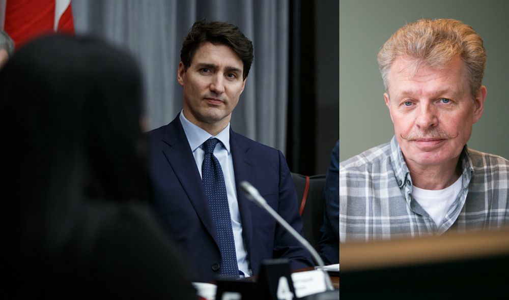 F.v.: Canadas statsminister, Justin Trudeau, og Are Saastad, dagleg leiar ved REFORM - ressurssenter for menn.