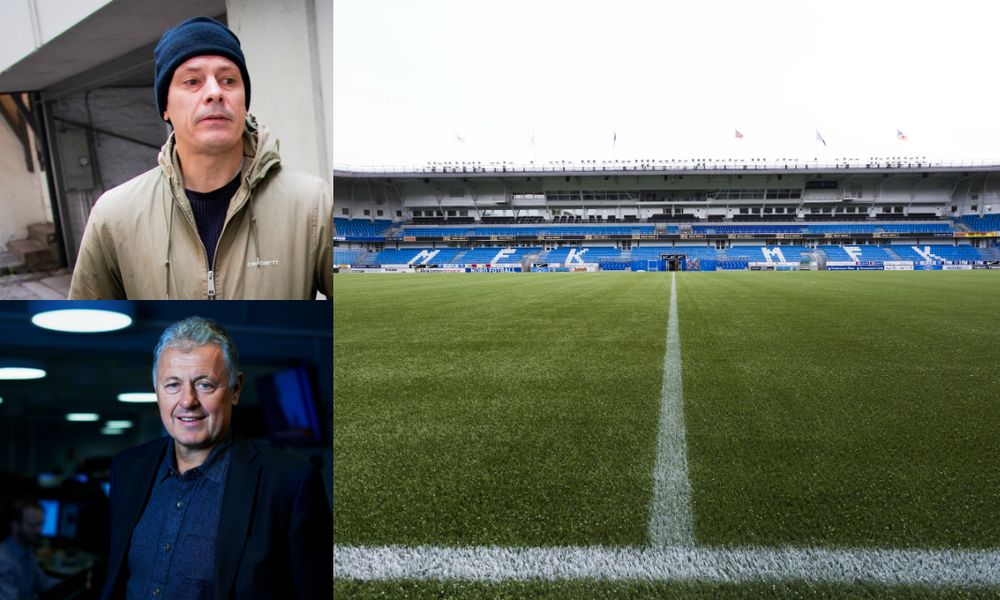 Til venstre er redaktør Håvard Melnæs i Josimar (øvst) og ansvarleg redaktør i Nettavisen, Gunnar Stavrum (nedst). Til høgre er Molde FK sin heimebane, Aker Stadion.
