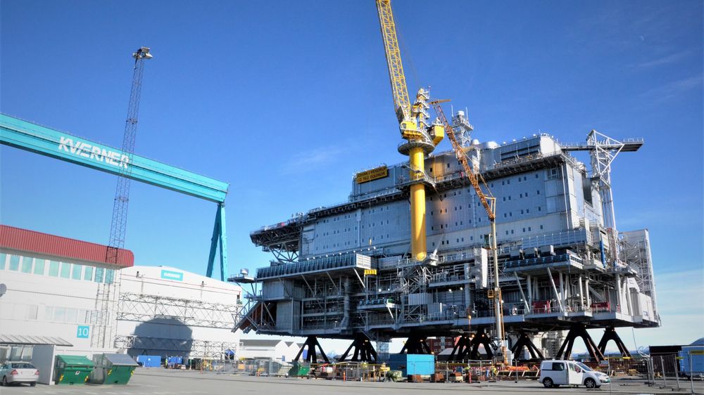 Hotellplattformen til Johan Sverdrup-feltet har vært under bygging hos Kværner på Stord i snart tre år.