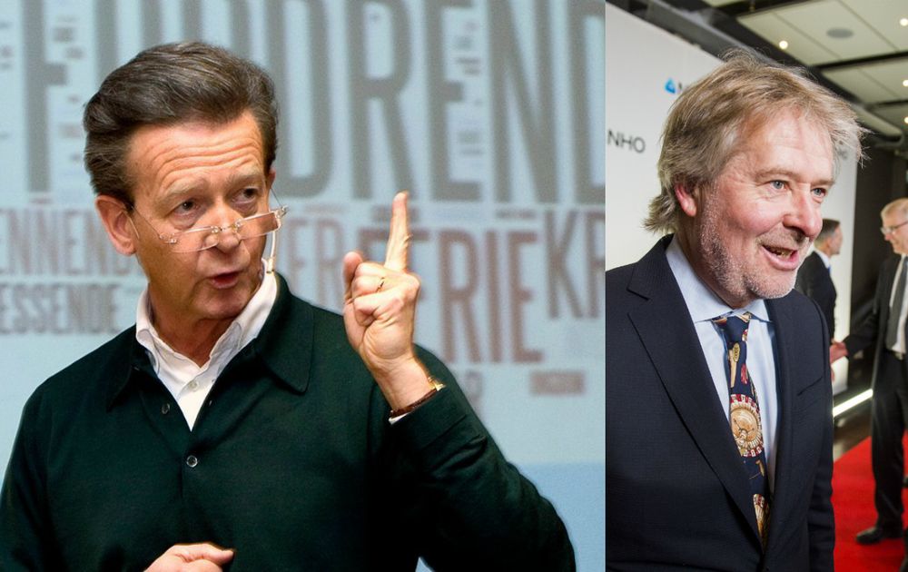 Hans Geelmuyden i Geelmuyden.Kiese. Til høgre er styreleiar og tidlegare sjefredaktør i VG, Torry Pedersen.