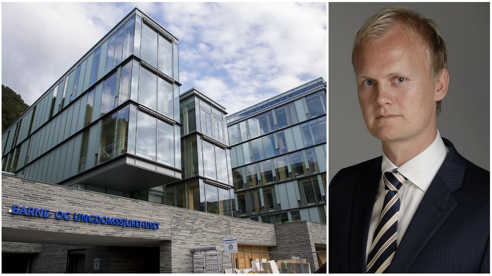 Til venstre er Haukeland Universitetssjukehus, og til høgre jusprofessor ved Universitetet i Bergen, Hans Fredrik Marthinussen.