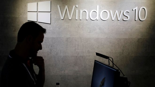Windows 10-logo som ble vist fram under Computex-messen i Taipei, Taiwai, i 2018.