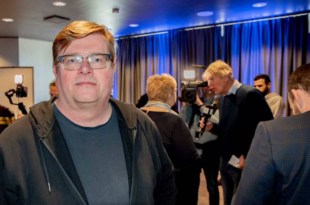 Leder Rolf Johansen i NRKJ. Her fra da regjeringen la fram sin mediestøttemelding.