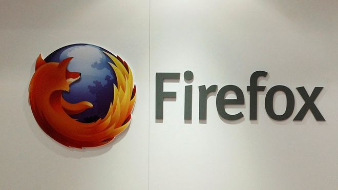 Firefox-logoen på en stand under Mobile World Congress i Barcelona i 2013.