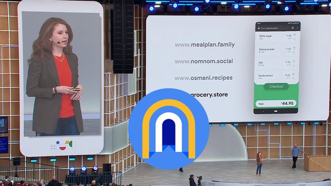 Googles Barb Pelser viser fram bruken av webfunksjonaliteten portals under Google I/O 2019.