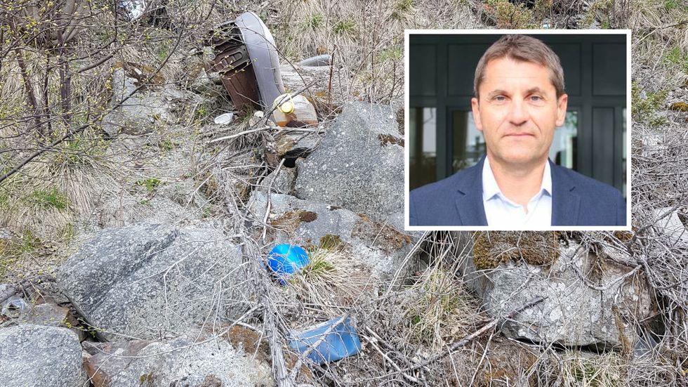 VIL RYDDA OPP: Arne Johansen, rådmann i Lærdal kommune, seier kommunen vil jobba for å få rydda det dumpa boset langs fylkesveg 52, fort.