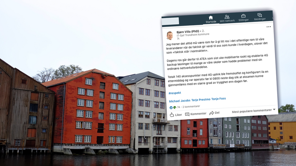 Atea fikk skryt av IT-sjefen i Trondheim kommune for å ha bistått 18 skoler i kommunen med nettverksproblemer.