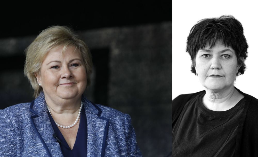 Statsminister Erna Solberg (H) og politisk redaktør i Vårt Land, Berit Aalborg.
