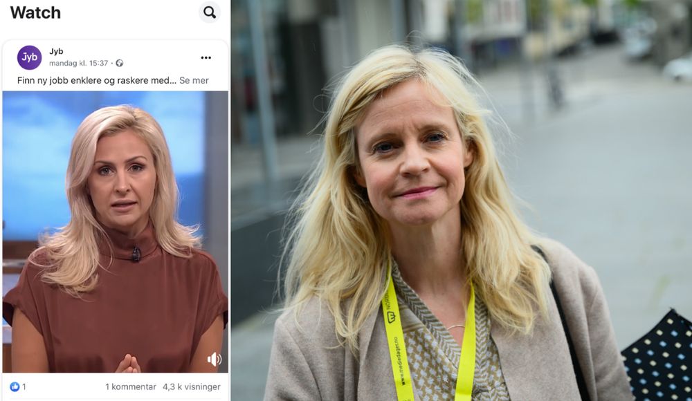 Til venstre er skjermdump av Jyb-videoen. TIl høgre er nyheitsredaktør Karianne Solbrække i TV 2.