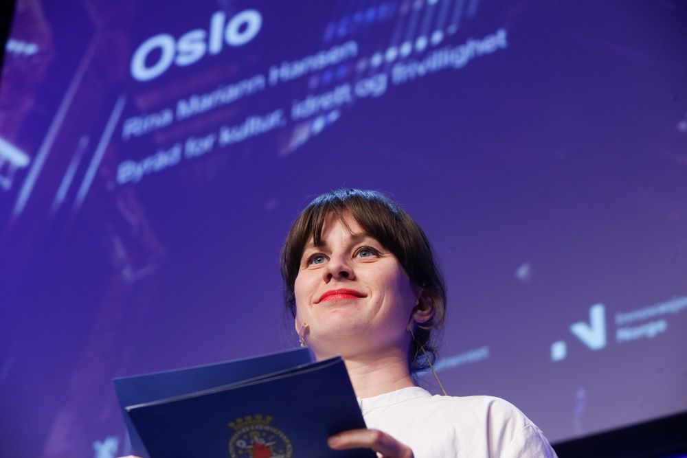 Byråd for kultur, idrett og frivillighet Rina Mariann Hansen presenterer Oslo sitt bidrag i forbindelse med konferansen Kreativ arena.