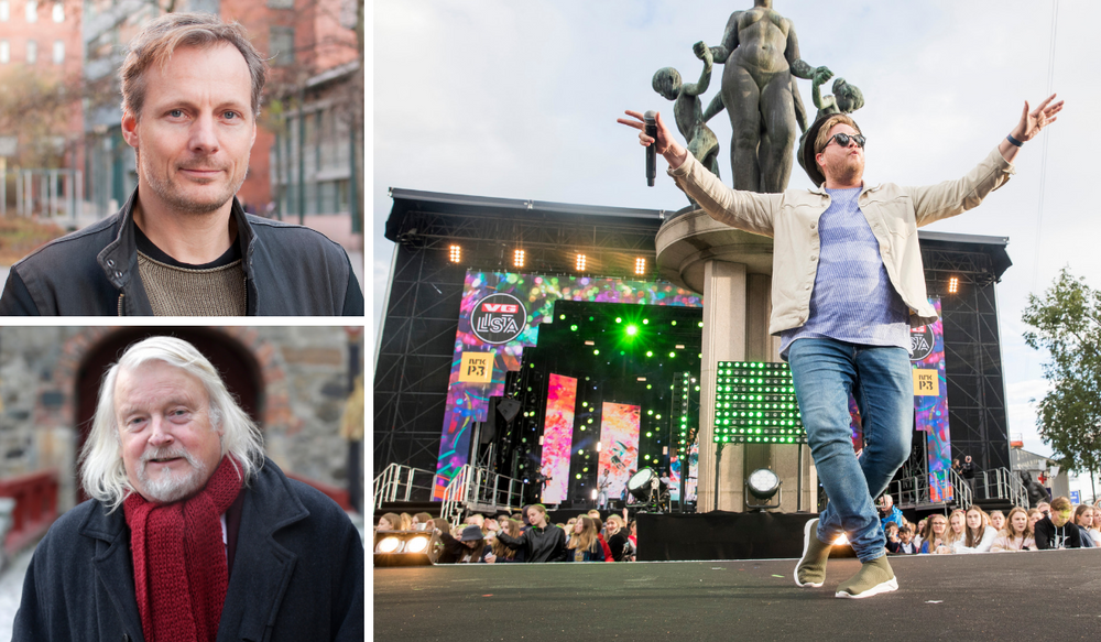 Steen Steensen ved OsloMet, Per Edgar Kokkvold og Freddy Kalas. Sistnevnte på scenen under VG-lista 2019. De to første kommer med kritikk av VGs dekning av arrangementet.