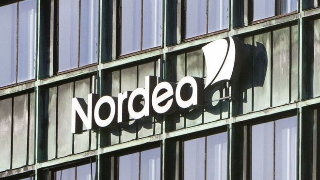 Nordea-logoen på bygg.