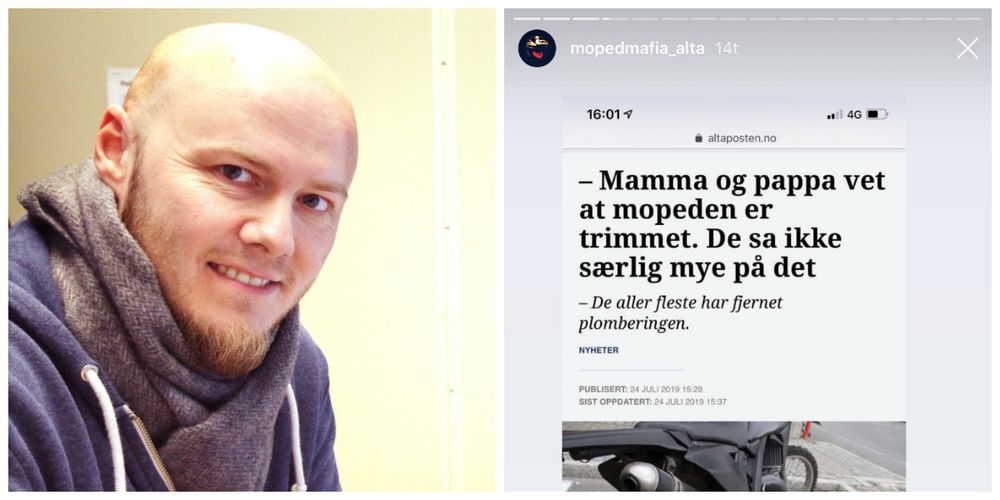 Nyhetsredaktør Tom Skoglund i Altaposten. Foto: Vidar Kristensen. Skjermdump fra Instagram.