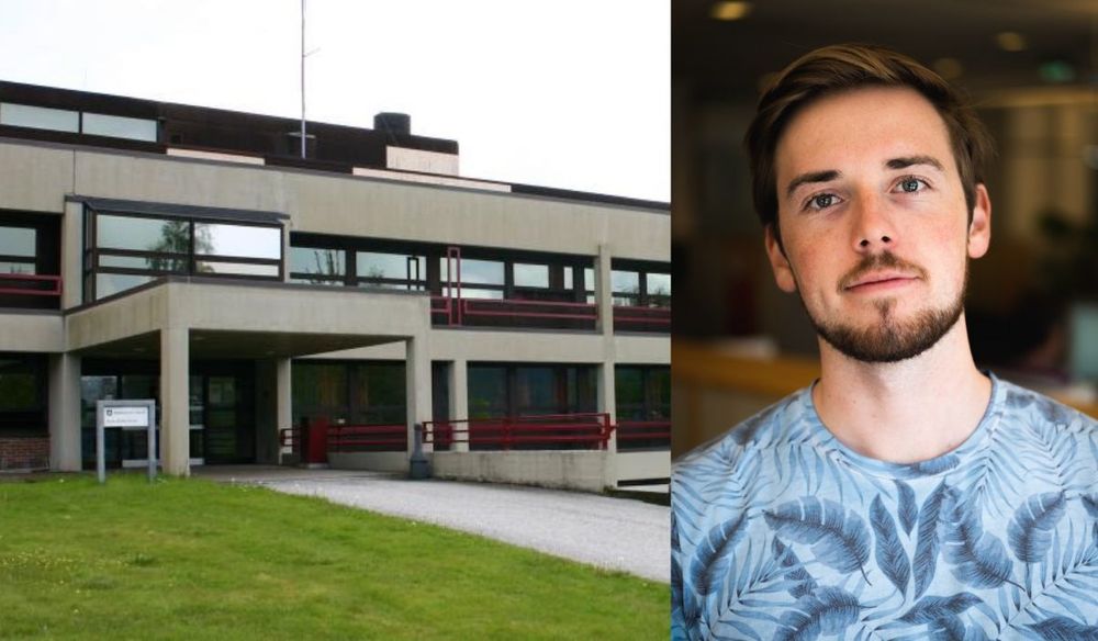 Leder i studentklubben NJ på Høgskulen i Volda, Henrik Røyne (innfelt), forteller at de har merket den dårlige stemningen på avdelingen for mediefag.
