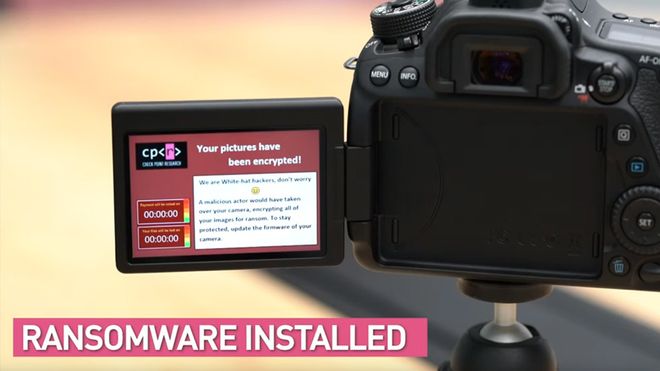 Her installeres et løsepengevirus på et Canon-kamera via wifi.