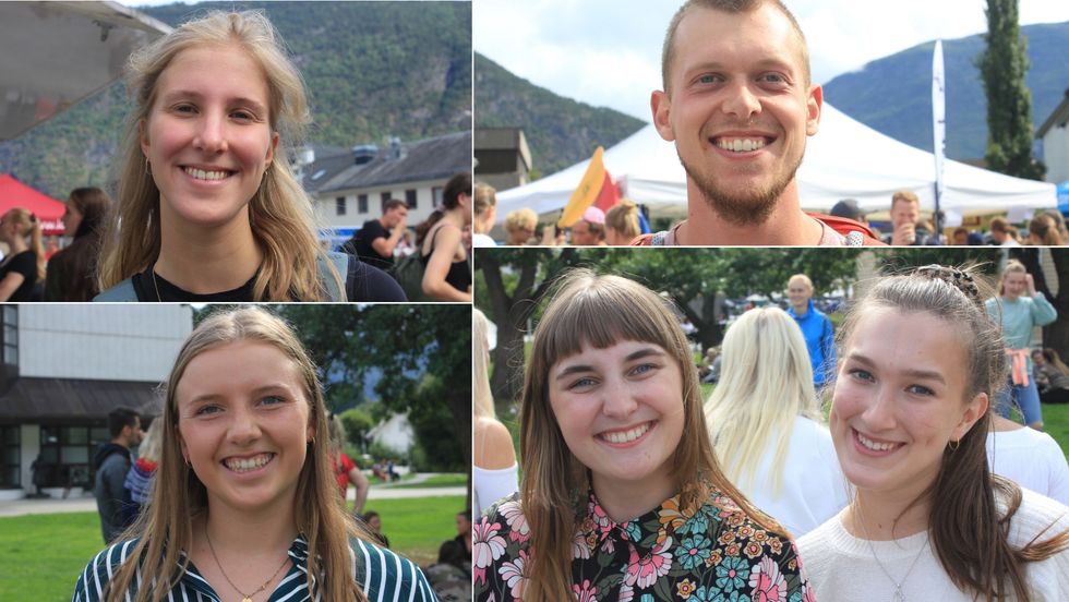 NYE STUDENTAR: Helena Støfring, Rikke Andersen, Hanno Landswehr, Jana Weghaust, Tuva Kristine Stelander og Maia Renate Hoch er alle studentar i Sogndal denne hausten.