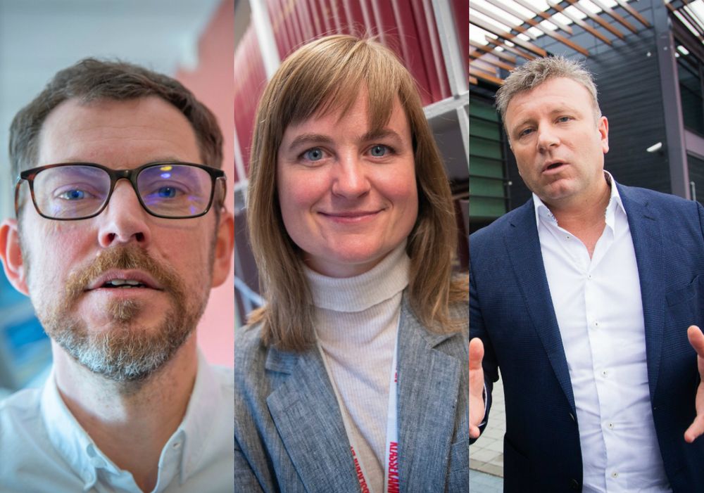 Vårt Land-redaktør Bjørn Kristoffer Bore, Klassekampen-redaktør Mari Skurdal og Dagen-redaktør Vebjørn Selbekk.