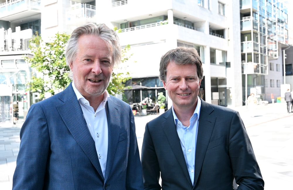 Styreleiar Torry Pedersen og konsernsjef Per Axel Koch i Polaris Media.