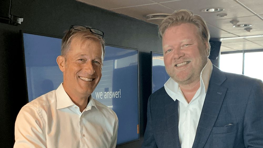 Syscom-sjef (fra v.) Pål Nome skal heretter rapportere til Eugene Wolf, som leder DXC-selskapet Fruition Partners i Nord- og Vest-Europa.