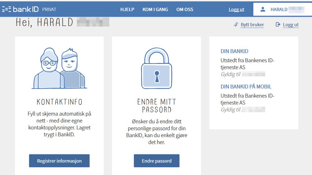 Også sidene hos BankID for endring av brukerpassord, benytter EV-sertifikatet som er registrert på et avviklet selskap.