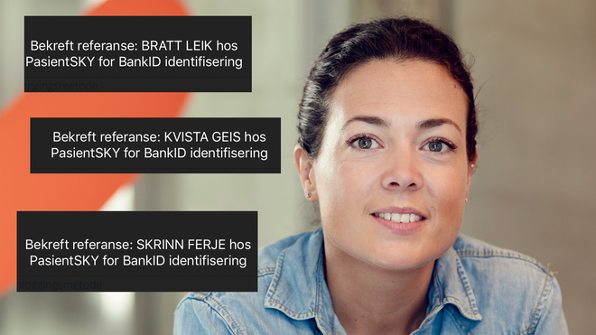 Hanne Kjærnes og tre BankID-referanser på nynorsk, som Kvista geis.