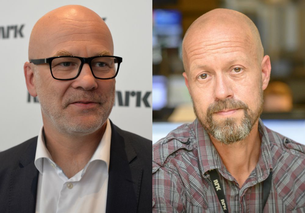 Kringkastingssjef Thor Gjermund Eriksen i NRK og etikkredaktør Per Arne Kalbakk.