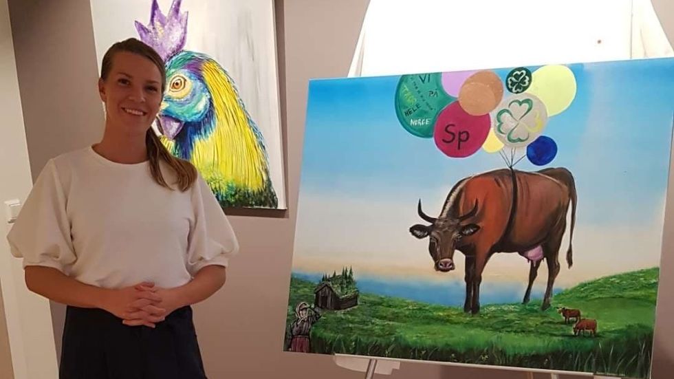 GALLERI: Utstillinga til Susan Norman var ei blanding av trykk og akryllmåleri.